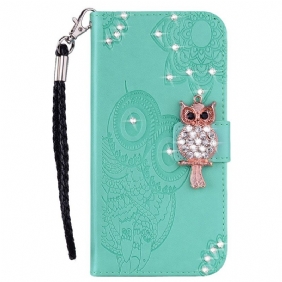 Folio-hoesje voor Samsung Galaxy S22 5G Uil Mandala En Charme