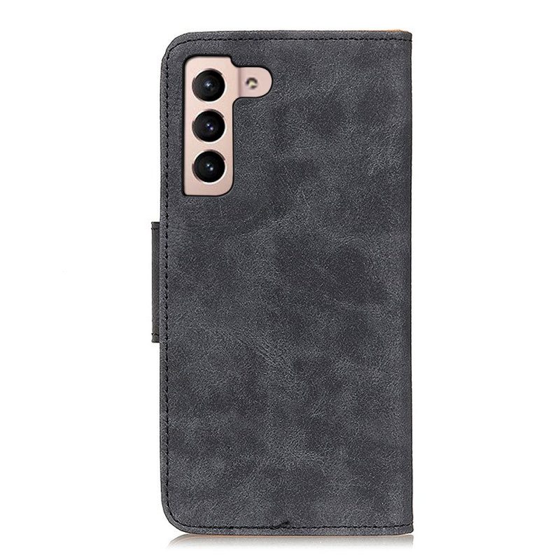 Folio-hoesje voor Samsung Galaxy S22 5G Vintage Gespleten Leer