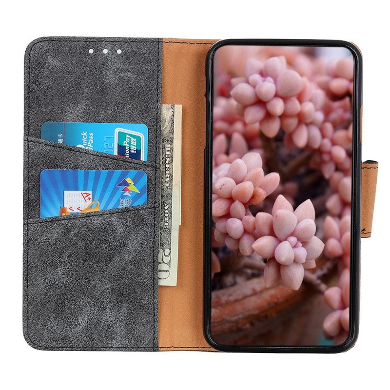 Folio-hoesje voor Samsung Galaxy S22 5G Vintage Gespleten Leer