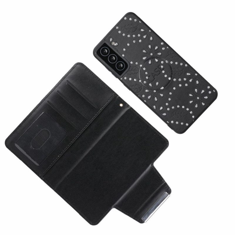 Hoesje Folio-hoesje voor Samsung Galaxy S22 5G Afneembare Diamanten