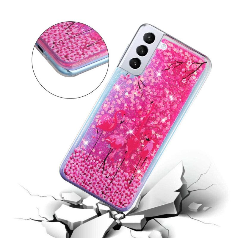 Hoesje voor Samsung Galaxy S22 5G Flamingo Pailletten