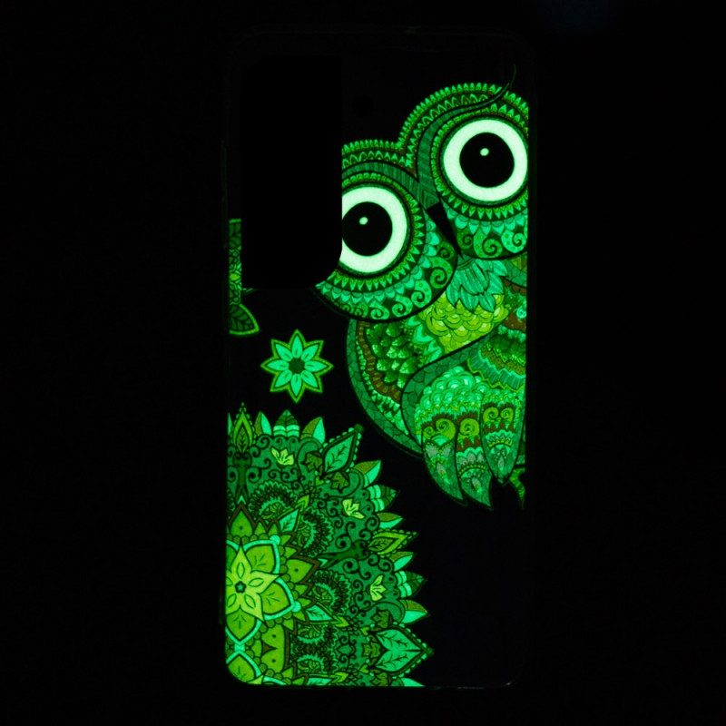 Hoesje voor Samsung Galaxy S22 5G Fluorescerende Uil Mandala