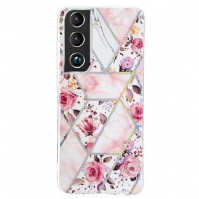 Hoesje voor Samsung Galaxy S22 5G Gemarmerde Bloemen