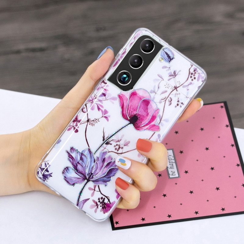 Hoesje voor Samsung Galaxy S22 5G Gemarmerde Bloemen