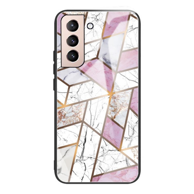 Hoesje voor Samsung Galaxy S22 5G Geometrie Marmer Gehard Glas