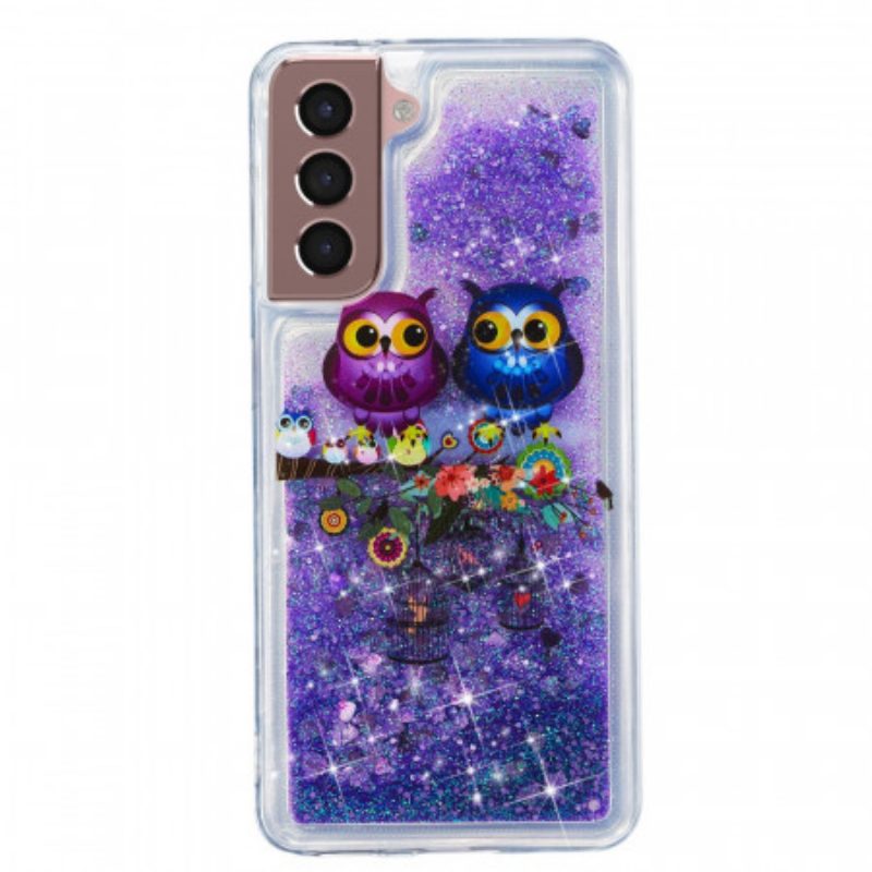 Hoesje voor Samsung Galaxy S22 5G Glitter Uilen