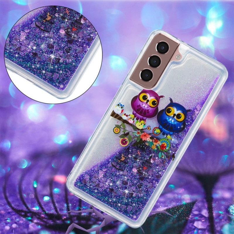 Hoesje voor Samsung Galaxy S22 5G Glitter Uilen