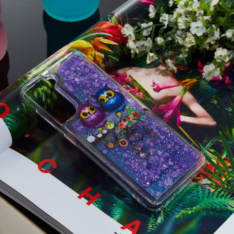 Hoesje voor Samsung Galaxy S22 5G Glitter Uilen