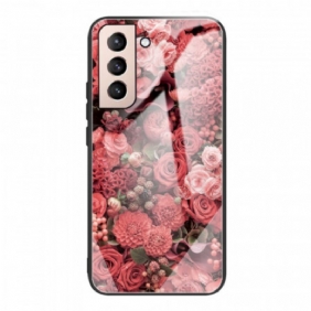 Hoesje voor Samsung Galaxy S22 5G Rose Bloemen Gehard Glas