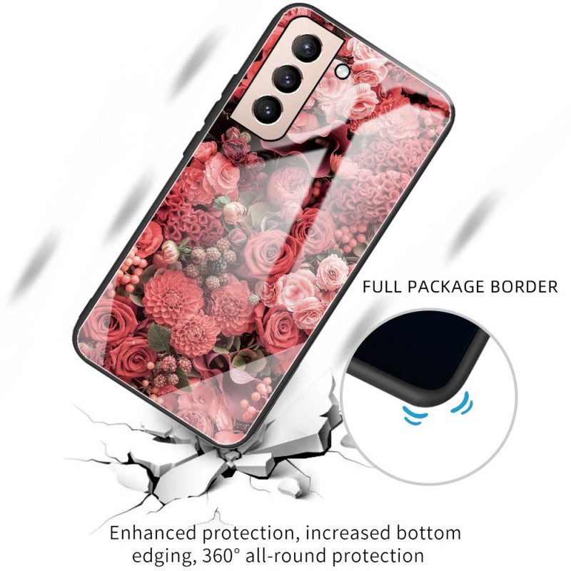 Hoesje voor Samsung Galaxy S22 5G Rose Bloemen Gehard Glas