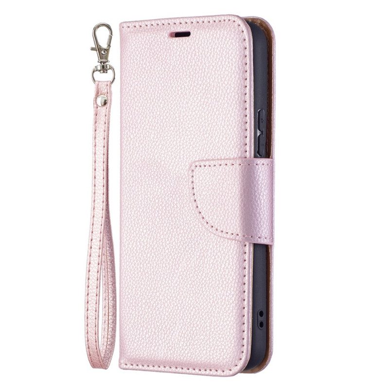 Leren Hoesje voor Samsung Galaxy S22 5G Folio-hoesje Lychee Rabat Schuin