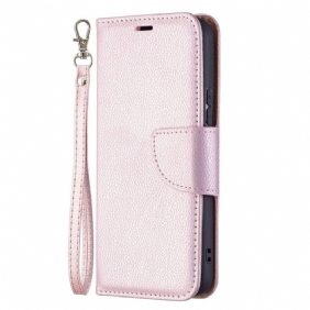 Leren Hoesje voor Samsung Galaxy S22 5G Folio-hoesje Lychee Rabat Schuin