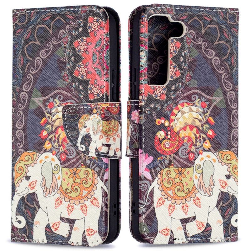 Leren Hoesje voor Samsung Galaxy S22 5G Indische Olifant