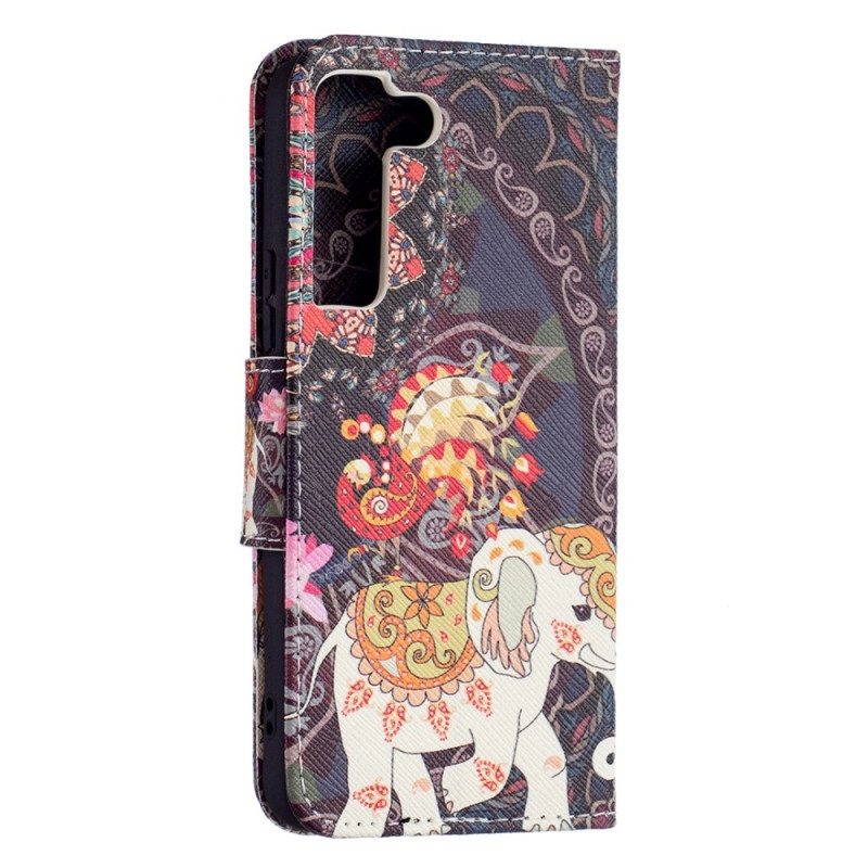 Leren Hoesje voor Samsung Galaxy S22 5G Indische Olifant