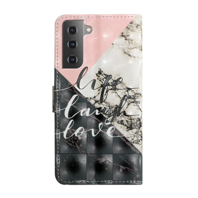 Leren Hoesje voor Samsung Galaxy S22 5G Leven Lach Liefde