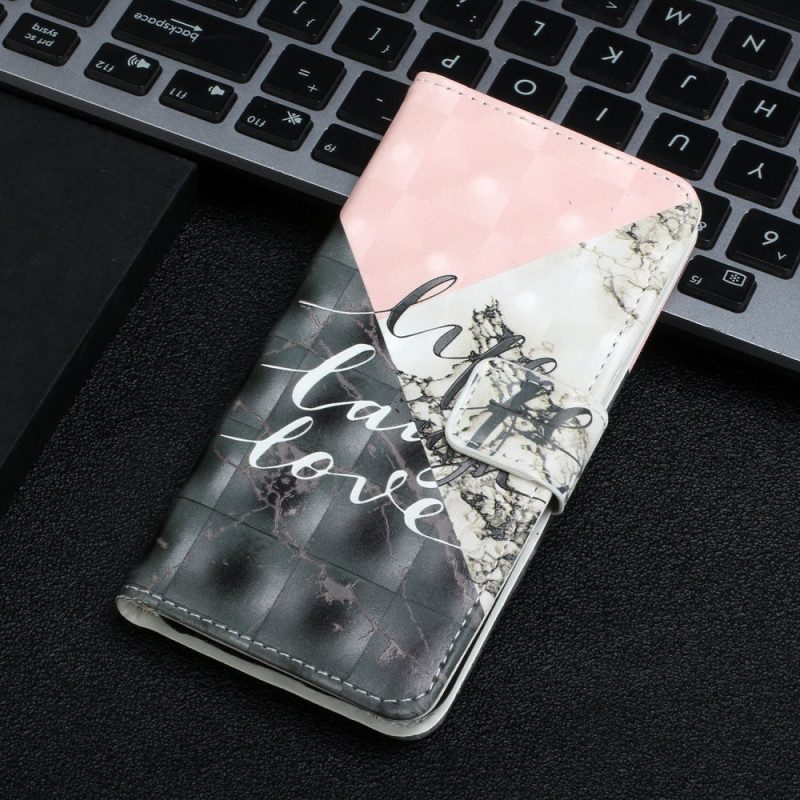 Leren Hoesje voor Samsung Galaxy S22 5G Leven Lach Liefde