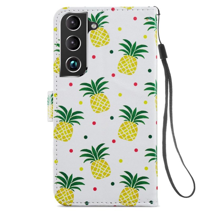 Leren Hoesje voor Samsung Galaxy S22 5G Meerdere Ananas