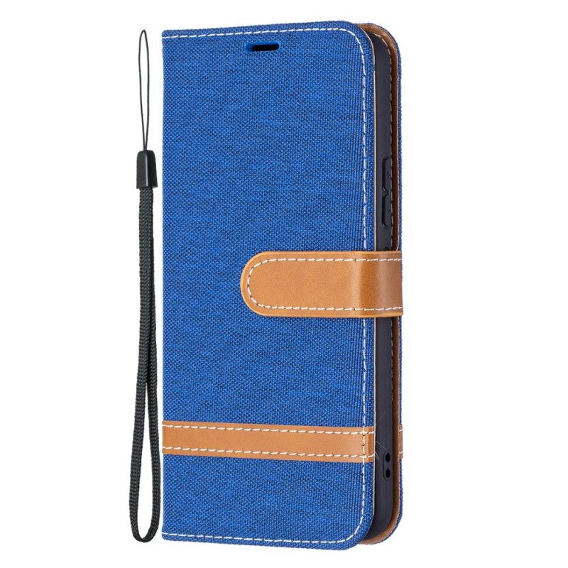 Leren Hoesje voor Samsung Galaxy S22 5G Met Ketting Band Van Stof En Leereffect