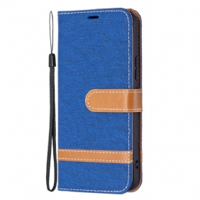 Leren Hoesje voor Samsung Galaxy S22 5G Met Ketting Band Van Stof En Leereffect