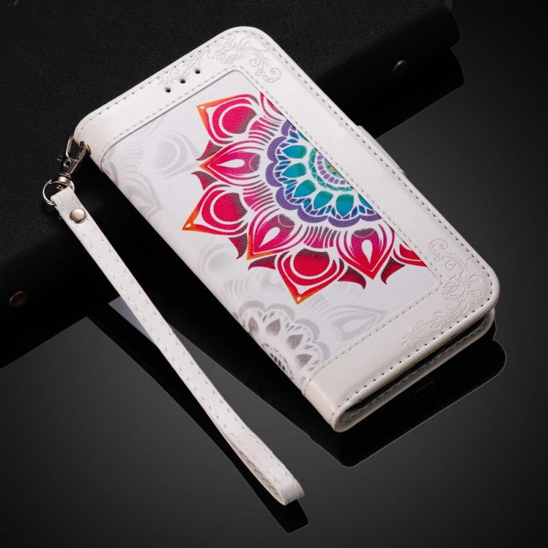 Leren Hoesje voor Samsung Galaxy S22 5G Met Ketting Bandjes Mandala Decoratie