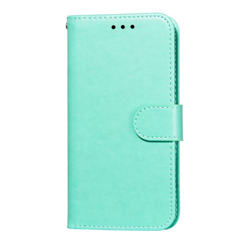 Leren Hoesje voor Samsung Galaxy S22 5G Met Ketting Effen Kleur Strappy