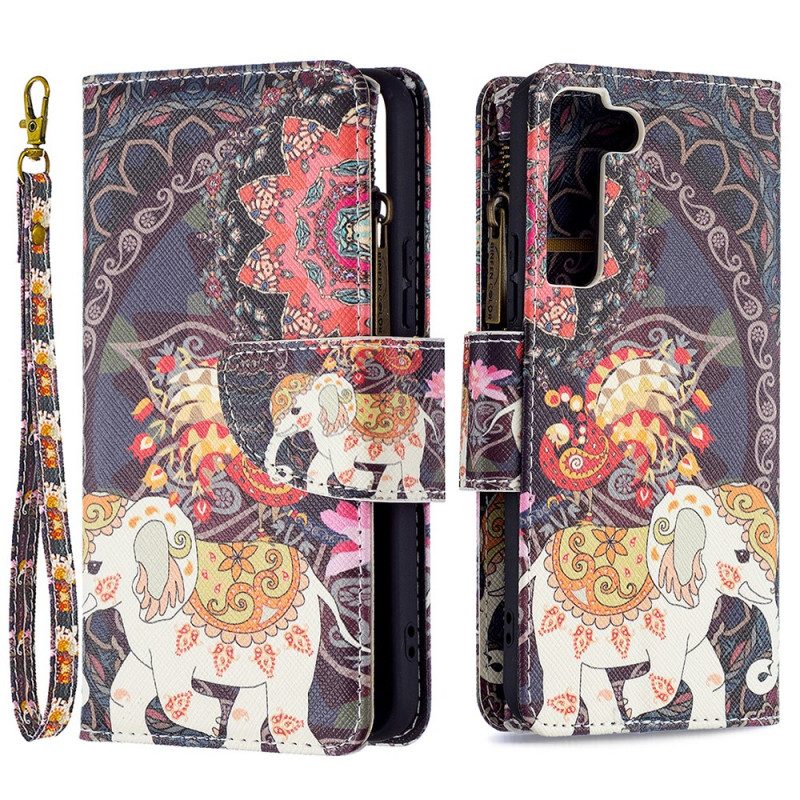 Leren Hoesje voor Samsung Galaxy S22 5G Olifantenzak Met Ritssluiting