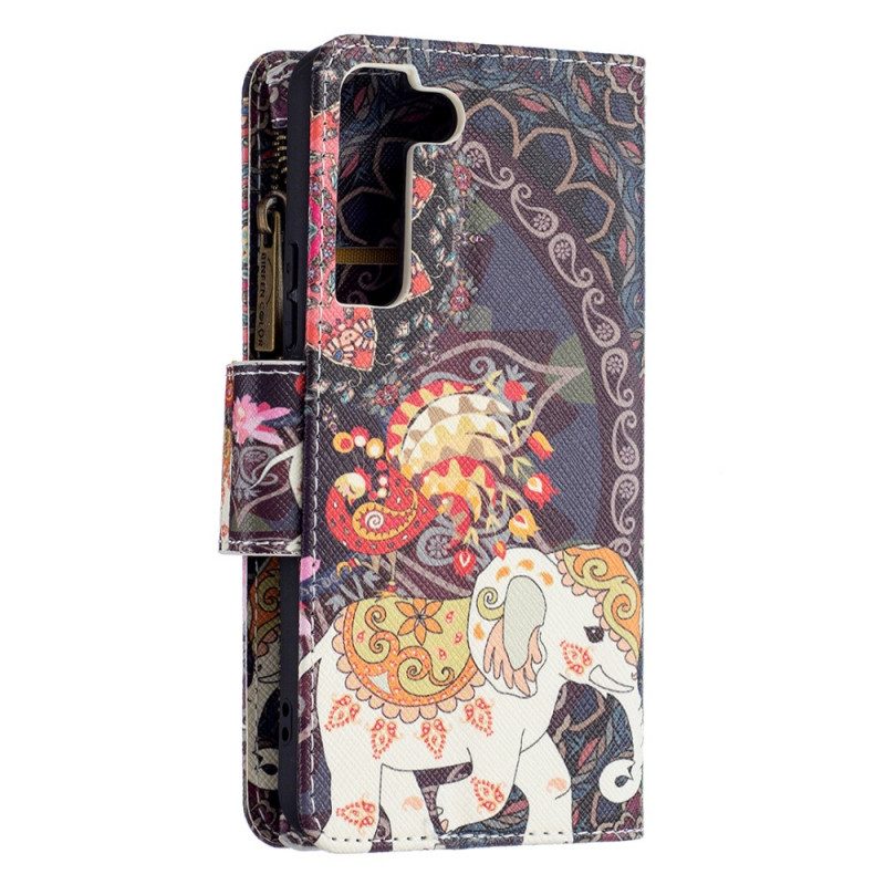 Leren Hoesje voor Samsung Galaxy S22 5G Olifantenzak Met Ritssluiting