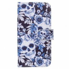 Leren Hoesje voor Samsung Galaxy S22 5G Retro-schedels