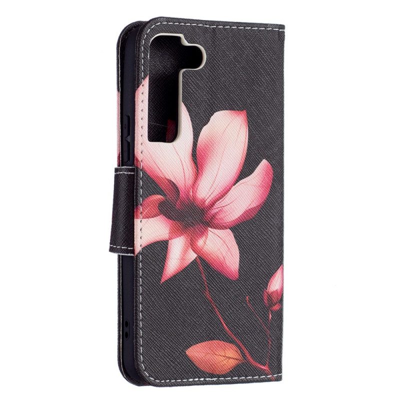 Leren Hoesje voor Samsung Galaxy S22 5G Roze Bloem