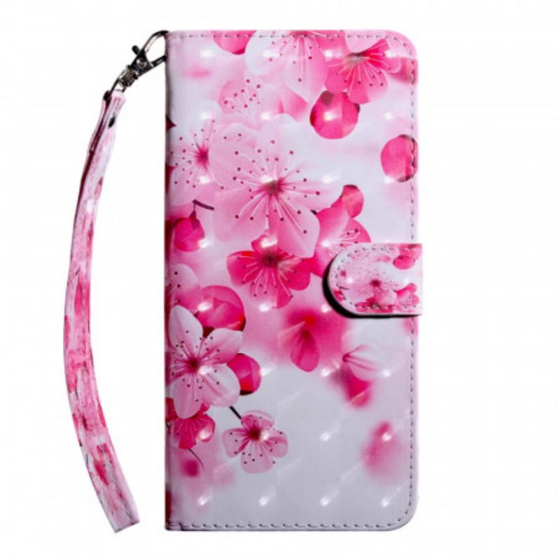 Leren Hoesje voor Samsung Galaxy S22 5G Roze Bloemen