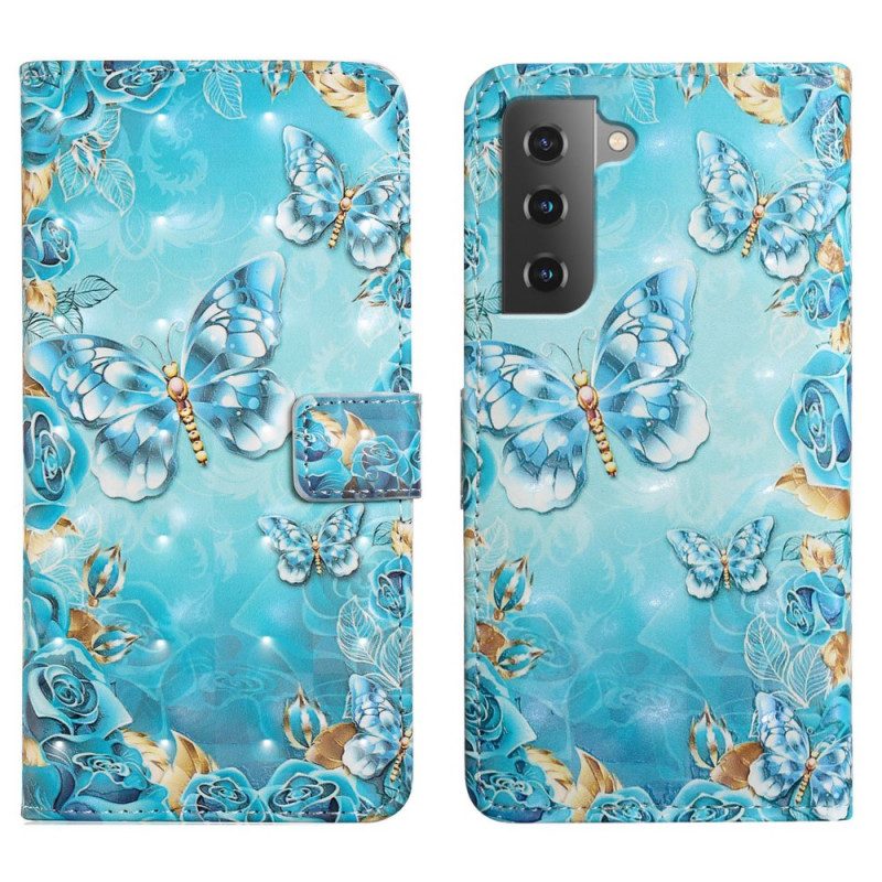 Leren Hoesje voor Samsung Galaxy S22 5G Vlucht Van Vlinders