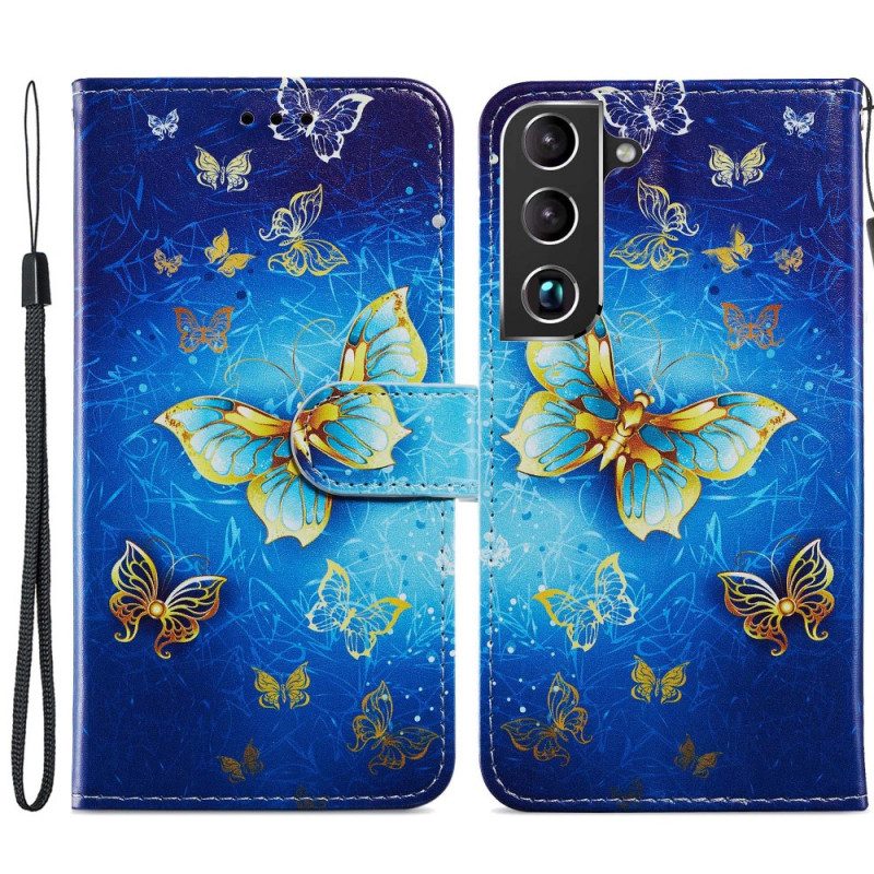 Leren Hoesje voor Samsung Galaxy S22 5G Vlucht Van Vlinders