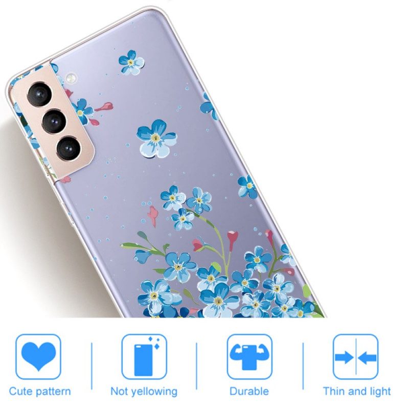 Telefoonhoesje voor Samsung Galaxy S22 5G Blauwe Bloemen