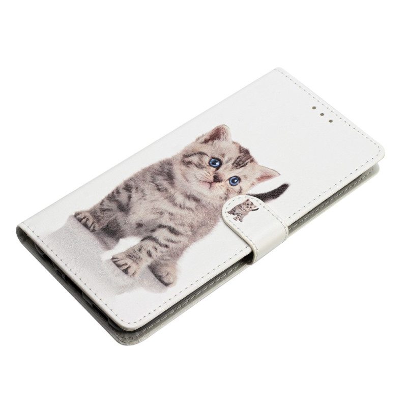 Folio-hoesje voor Oppo Reno 8 Lite Met Ketting Bandjes Katje