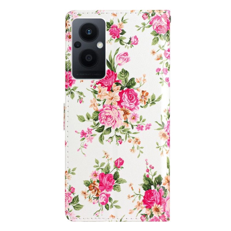 Folio-hoesje voor Oppo Reno 8 Lite Met Ketting Riem Liberty Bloemen