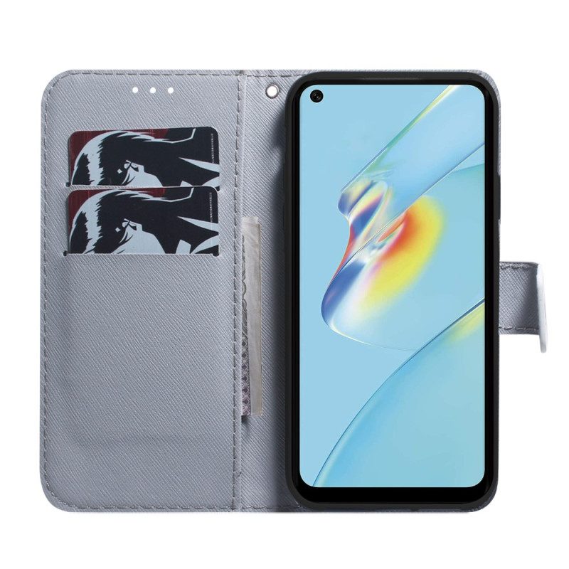 Leren Hoesje voor Oppo Reno 8 Lite Aquarel Wolf