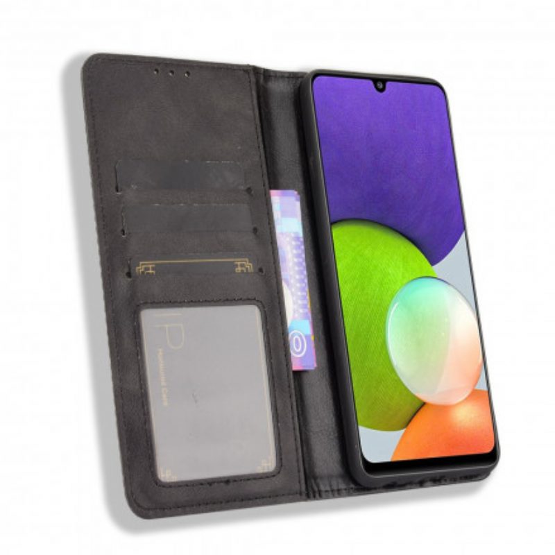 Bescherming Hoesje voor Samsung Galaxy A22 Folio-hoesje Gestileerd Vintage Leereffect