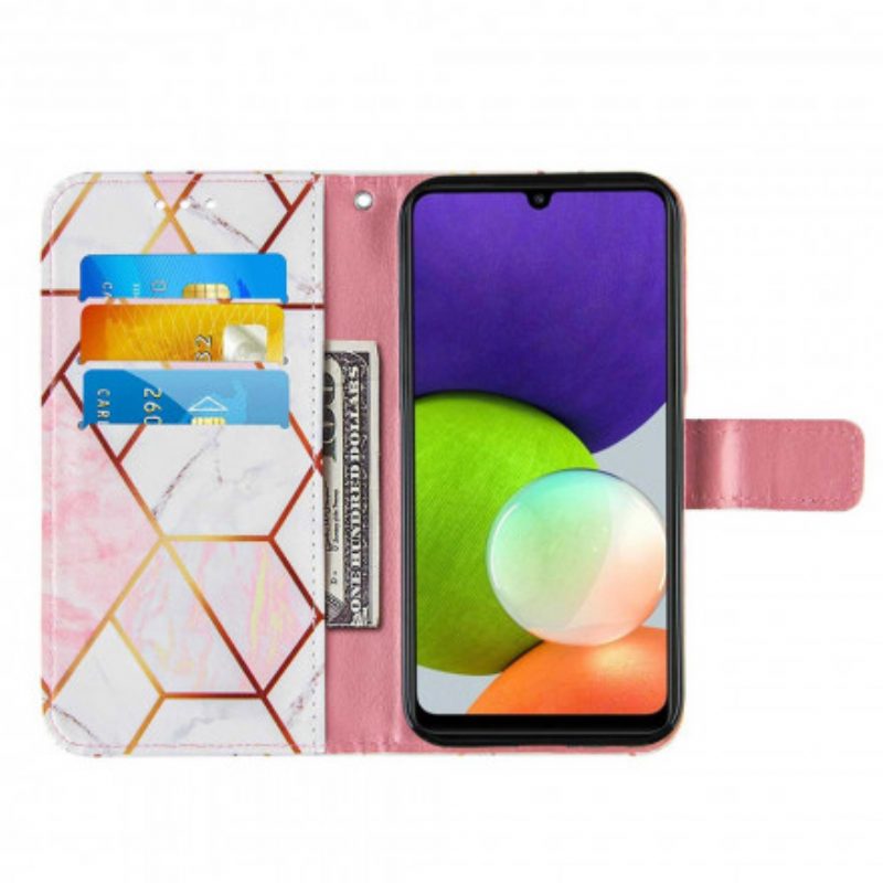 Folio-hoesje voor Samsung Galaxy A22 Geometrisch Marmer