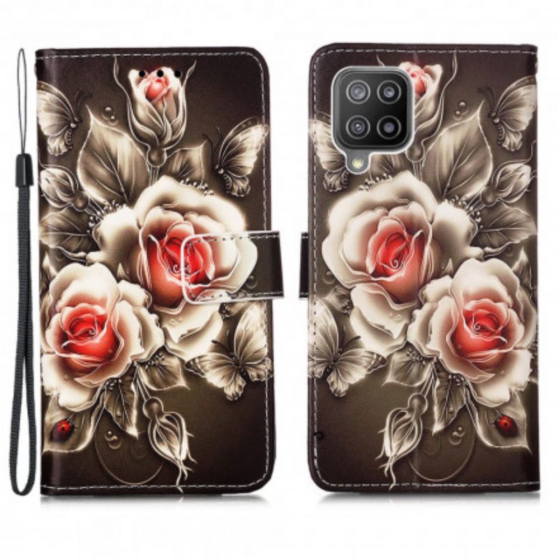 Folio-hoesje voor Samsung Galaxy A22 Gouden Rozen