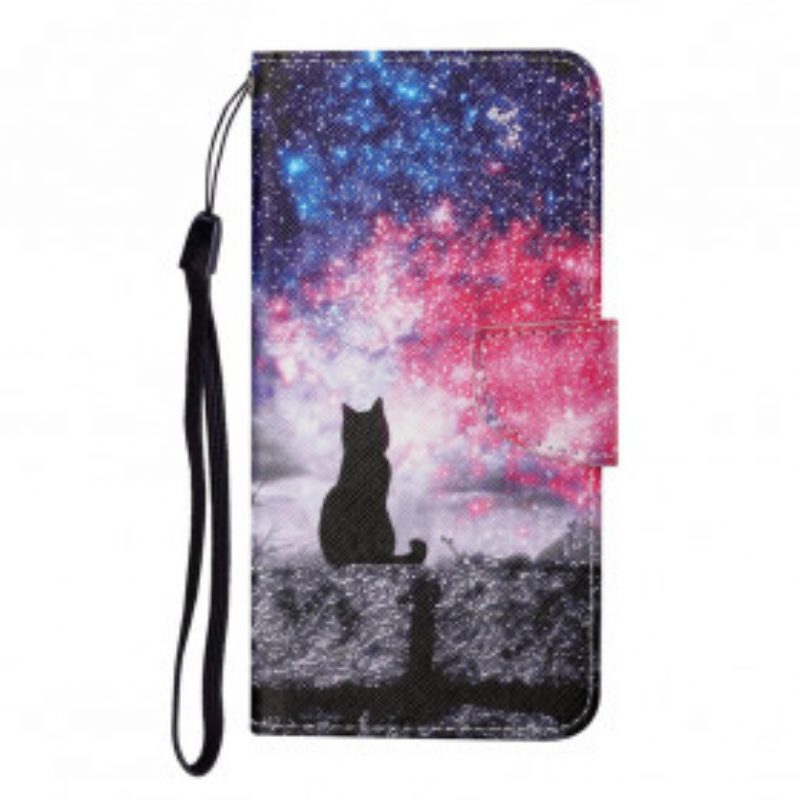 Folio-hoesje voor Samsung Galaxy A22 Kattenverhalen Met Lanyard