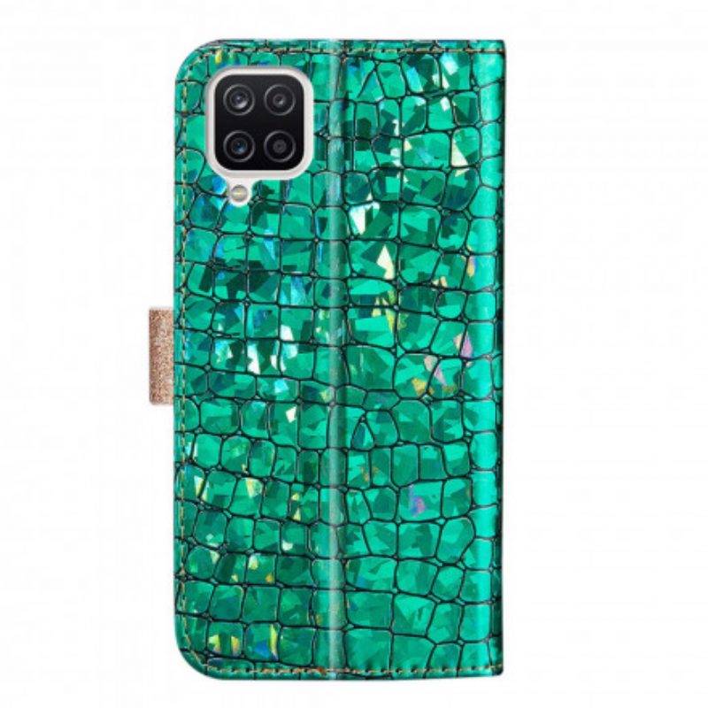 Folio-hoesje voor Samsung Galaxy A22 Krokodil Diamanten