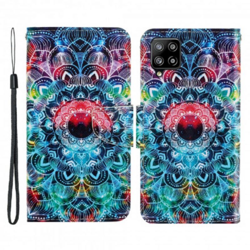 Folio-hoesje voor Samsung Galaxy A22 Met Ketting Flitsende Strappy Mandala