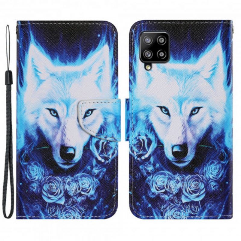 Folio-hoesje voor Samsung Galaxy A22 Witte Wolf