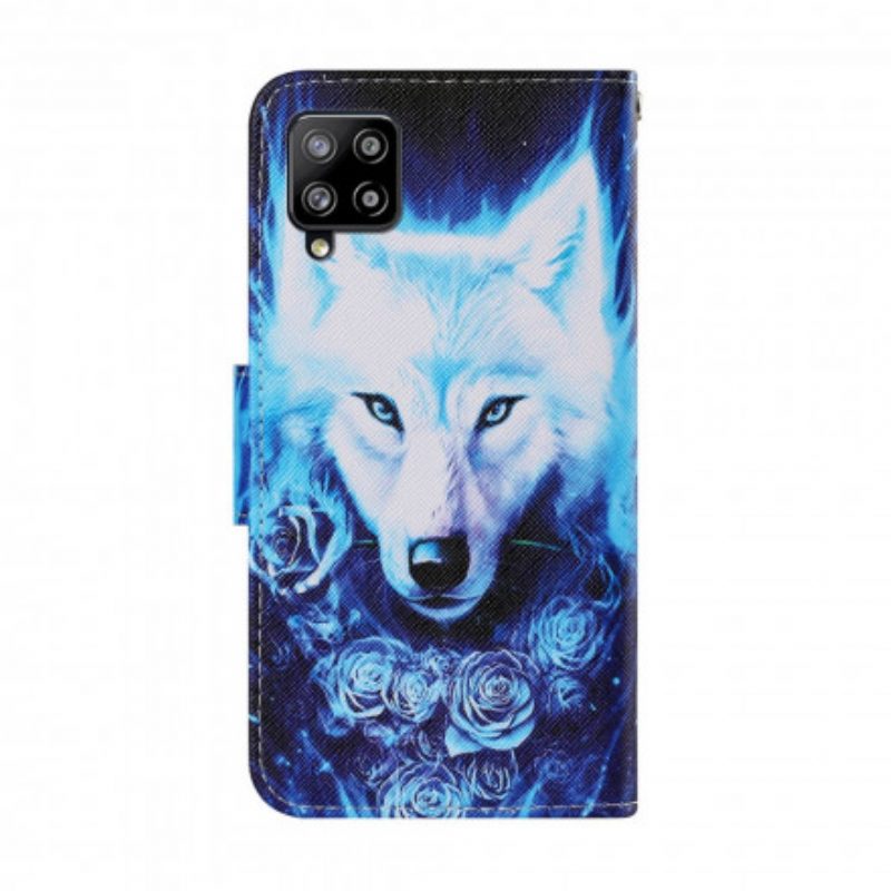 Folio-hoesje voor Samsung Galaxy A22 Witte Wolf