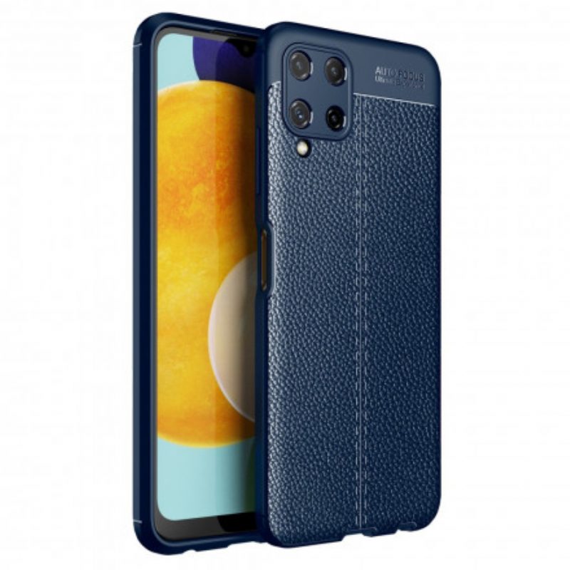 Hoesje voor Samsung Galaxy A22 Dubbellijnig Litchi-leereffect