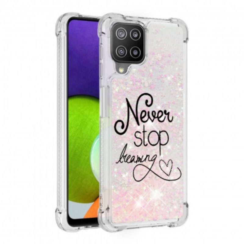 Hoesje voor Samsung Galaxy A22 Stop Nooit Met Dromen Glitter