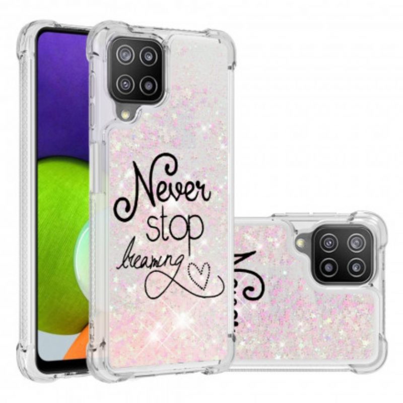 Hoesje voor Samsung Galaxy A22 Stop Nooit Met Dromen Glitter