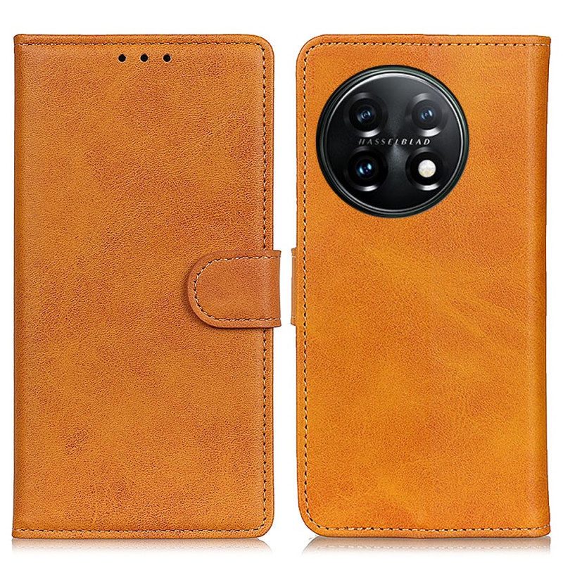 Folio-hoesje voor OnePlus 11 5G Mat Retro Leereffect