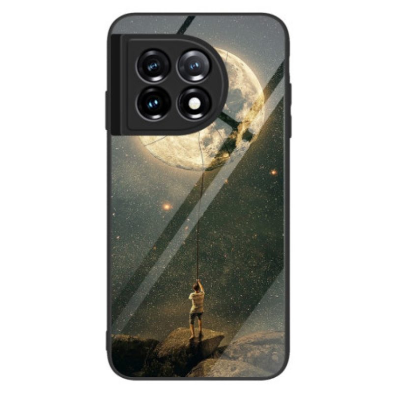 Hoesje voor OnePlus 11 5G Moon Man Gehard Glas