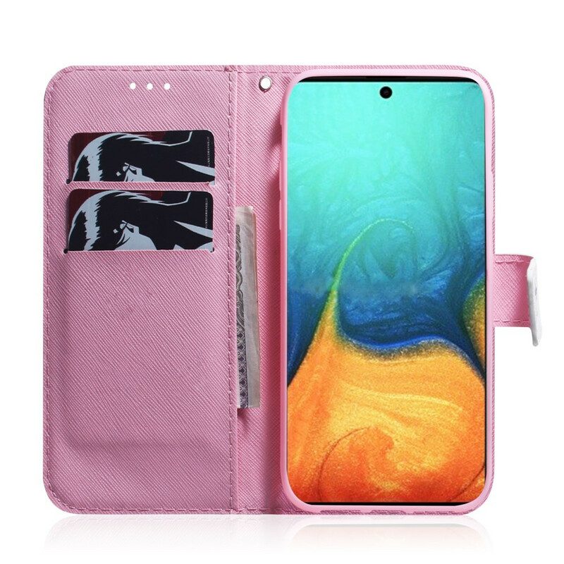 Flip Case voor Samsung Galaxy A71 Bloem Stoffig Roze